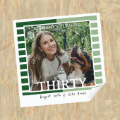 Modern Minimalist Striped 30th Birthday Photo スクエアシール