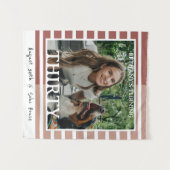 Modern Minimalist Striped 30th Birthday Photo タペストリー (正面(横))