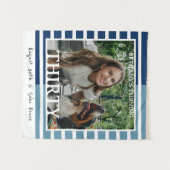 Modern Minimalist Striped 30th Birthday Photo タペストリー (正面(横))