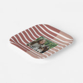 Modern Minimalist Striped 30th Birthday Photo ペーパープレート (傾斜あり)