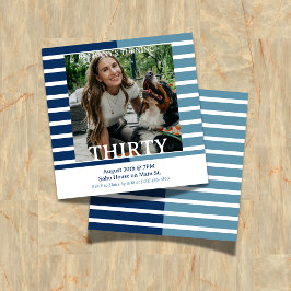 Modern Minimalist Striped 30th Birthday Square 招待状