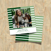 Modern Minimalist Striped 30th Birthday Square 招待状