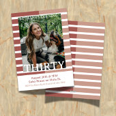 Modern Minimalist Striped Thirtieth Birthday Photo 招待状