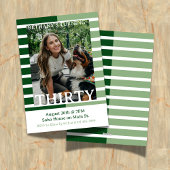 Modern Minimalist Striped Thirtieth Birthday Photo 招待状