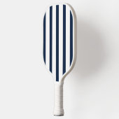 Modern Minimalist Stripes Navy Blue White Custom ピックルボールラケット (左)