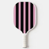 Modern Minimalist Stripes Pink Black Custom ピックルボールラケット (正面)