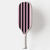 Modern Minimalist Stripes Pink Black Custom ピックルボールラケット (左)