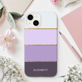 Modern minimalist style purple stripes and gold  Case-Mate iPhone 14ケース