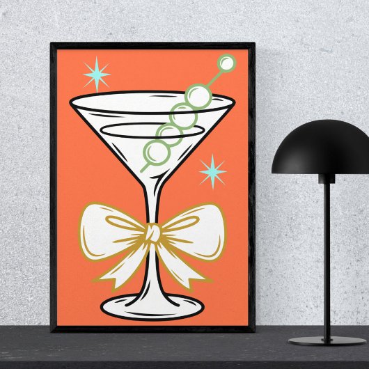 Modern Minimalist Stylish Martini Cocktail Trendy ポスター