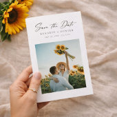 Modern Minimalist Sunflower Photo Wedding セーブザデート