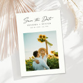 Modern Minimalist Sunflower Photo Wedding セーブザデート