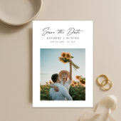Modern Minimalist Sunflower Photo Wedding セーブザデート