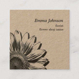 Modern Minimalist Sunflower | Square Business Card スクエア名刺
