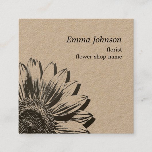 Modern Minimalist Sunflower | Square Business Card スクエア名刺 (正面)