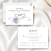 Modern Minimalist Swan RSVP Card with Meal Options