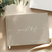 Modern Minimalist Taupe Script Wedding ゲストブック