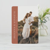 Modern Minimalist Terracotta Photo Save the Date 招待状 (スタンド正面)