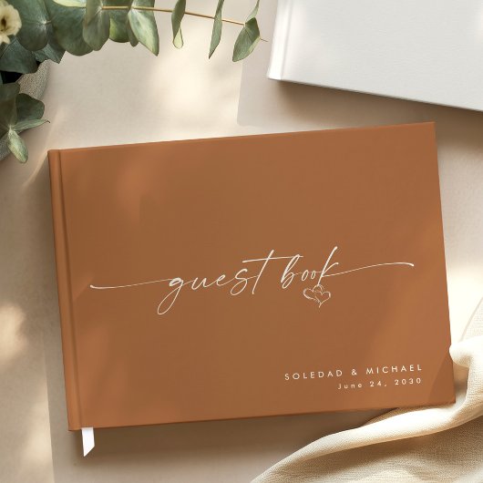 Modern Minimalist Terracotta Script Wedding  ゲストブック