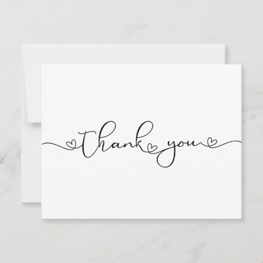 Modern Minimalist Thank You Heart Custom Card サンキューカード (正面)