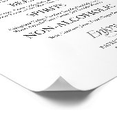 Modern Minimalist "The Bar" Wedding Menu Sign ポスター (角)