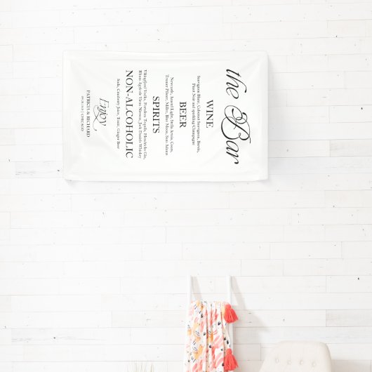 Modern Minimalist "The Bar" Wedding Menu Sign 横断幕 (インサイチュ)