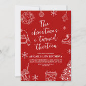 Modern Minimalist The Christmas I turn birthday 招待状 (正面)