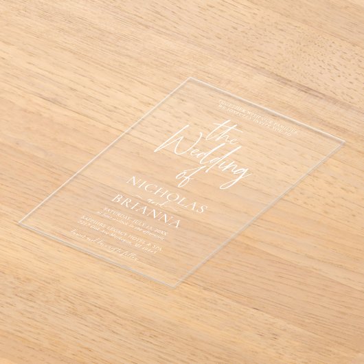 Modern Minimalist The Wedding Of Classic Wedding アクリル招待状 (レイダウン)