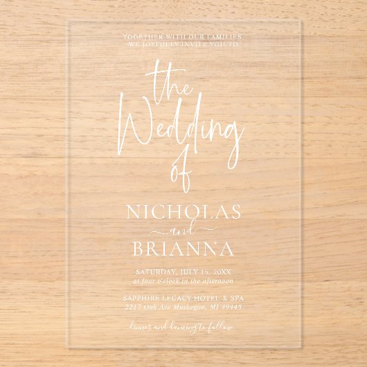 Modern Minimalist The Wedding Of Classic Wedding アクリル招待状 (正面)
