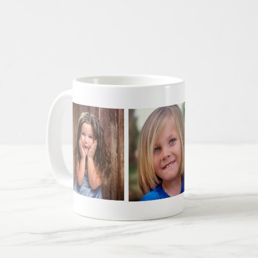 Modern Minimalist Three Photo Collage Grid コーヒーマグカップ (正面左)