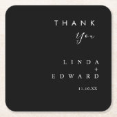 Modern Minimalist Traditional  Black Wedding スクエアペーパーコースター (正面)