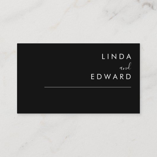 Modern Minimalist Traditional  Black Wedding プレイスカード (裏面)
