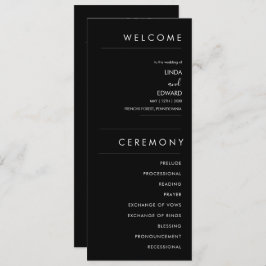 Modern Minimalist Traditional  Black Wedding プログラム