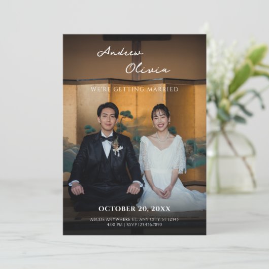Modern Minimalist traditional photo wedding 招待状 (スタンド正面)