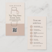 Modern Minimalist Tumbler Care Card with Barcode 名刺 (正面/裏面)