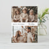 Modern Minimalist Two Photo Christmas Family シーズンカード (スタンド正面)