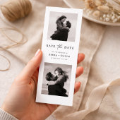Modern Minimalist Two Photo Wedding Bookmark セーブザデート