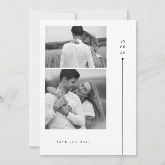 Modern Minimalist Two Photo Wedding Save The Date 招待状 (正面)