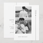Modern Minimalist Two Photo Wedding Save The Date 招待状 (正面/裏面)