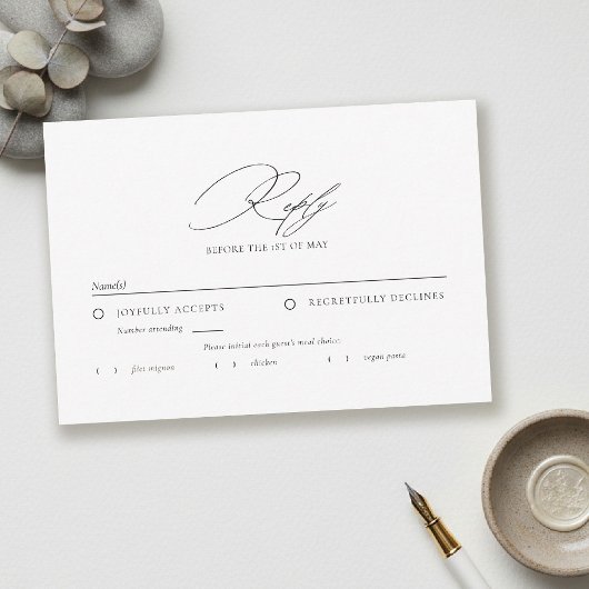 Modern Minimalist Typography Calligraphy Wedding 出欠カード