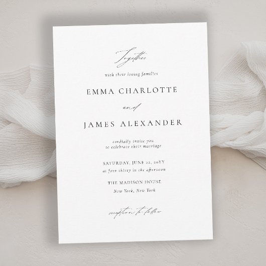 Modern Minimalist Typography Calligraphy Wedding 招待状