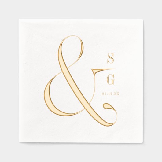 Modern minimalist typography couples monogram 箔ナプキン (正面)