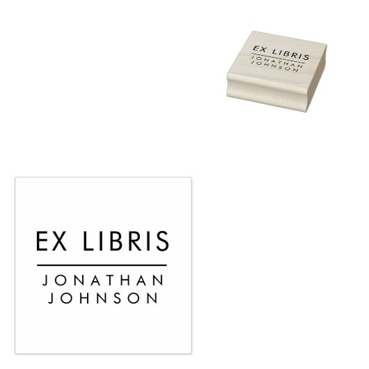 Modern Minimalist Typography Custom Name Ex Libris ラバースタンプ (押印)
