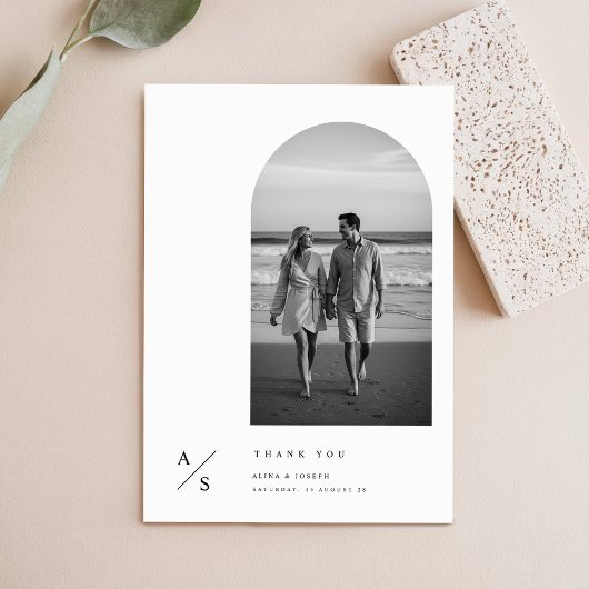 Modern Minimalist Typography Photo Budget Wedding サンキューカード
