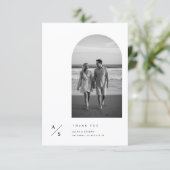 Modern Minimalist Typography Photo Budget Wedding サンキューカード (スタンド正面)