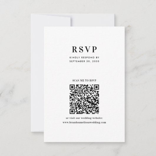 Modern Minimalist Typography QR Code Wedding 出欠カード (正面)