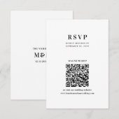 Modern Minimalist Typography QR Code Wedding 出欠カード (正面/裏面)