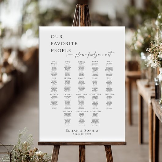 Modern minimalist up to 18 tables seating plan ポスター
