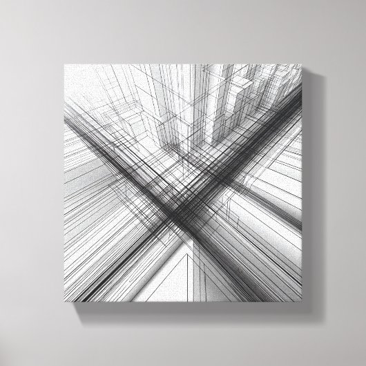 Modern Minimalist Urban Wireframe - Abstract 3D  キャンバスプリント (正面)