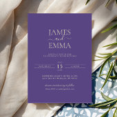 Modern Minimalist Violet and Yellow Wedding 招待状