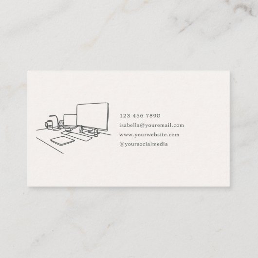 Modern Minimalist Virtual Assistant Professional  名刺 (裏面)